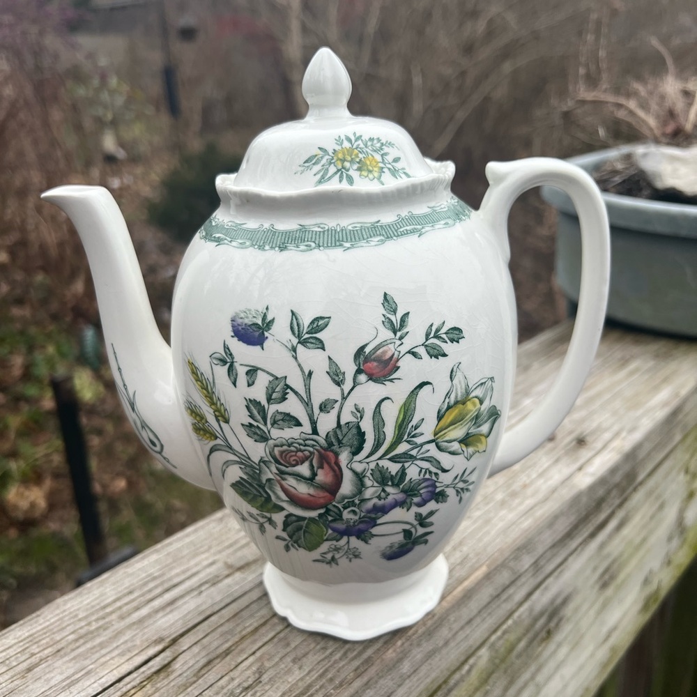 Rosedale Wood & Sons England Coffee Pot Hand Engraved Ralph Enoch 1750 Floral